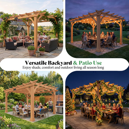 Cedrix Solid Cedar Wood Pergola-10X12