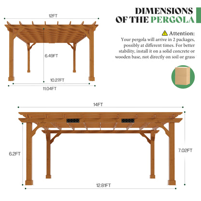 Cedrix Solid Cedar Wood Pergola-12X14