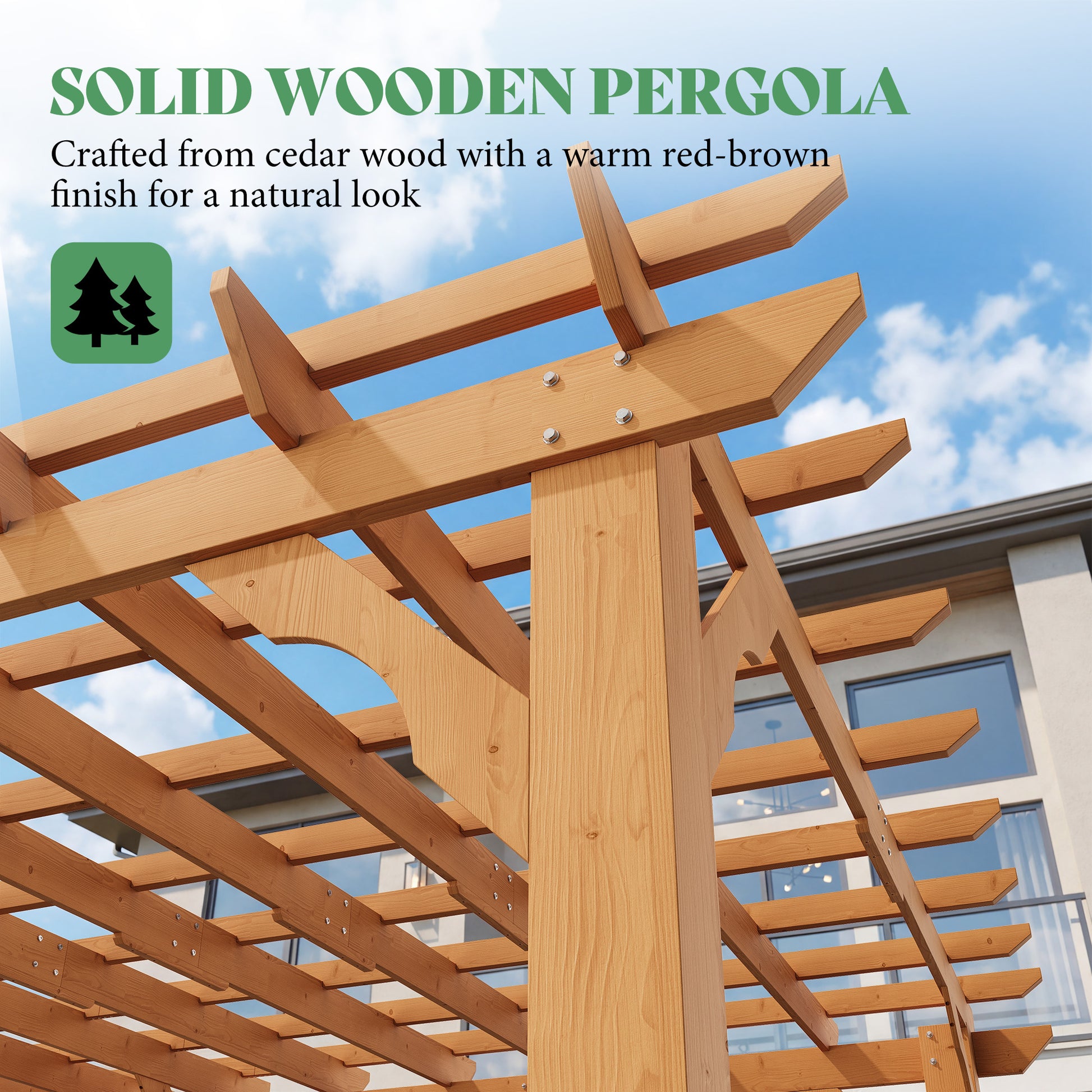 Cedrix Solid Cedar Wood Pergola-12X14
