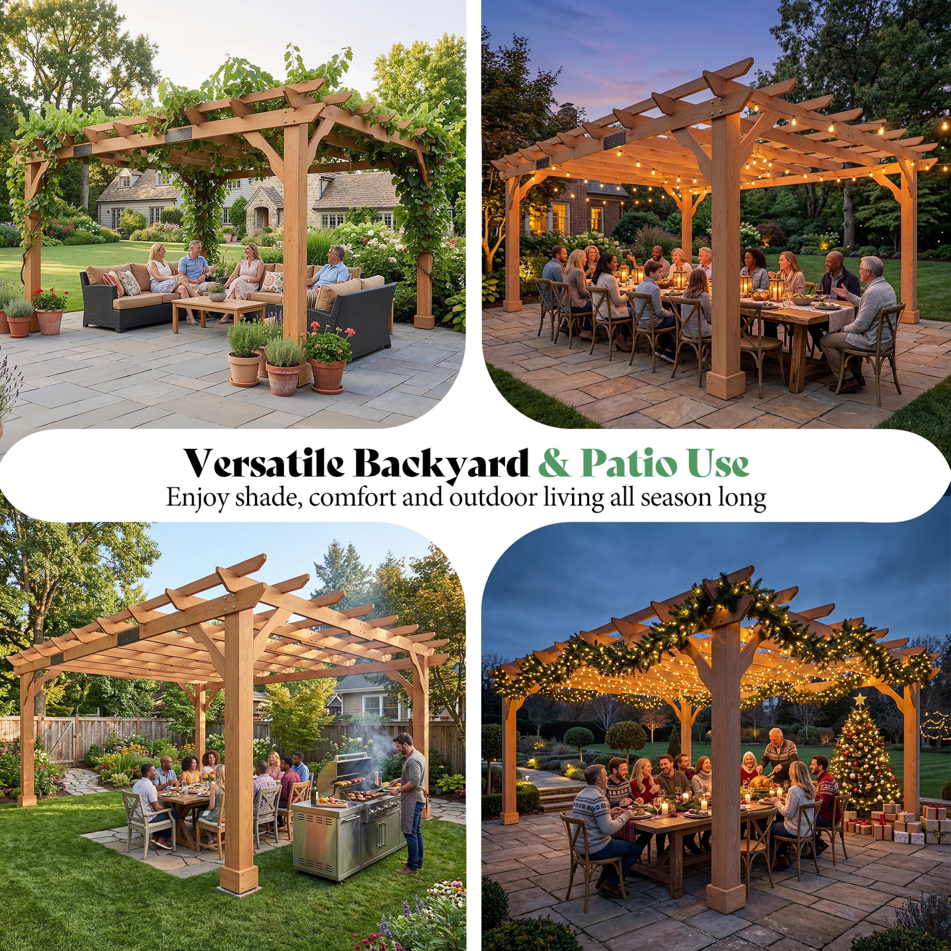 Cedrix Solid Cedar Wood Pergola-12X14