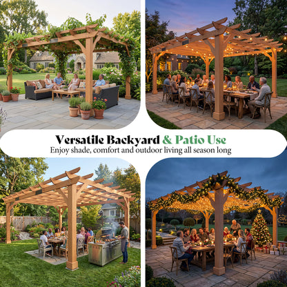 Cedrix Solid Cedar Wood Pergola-12X14