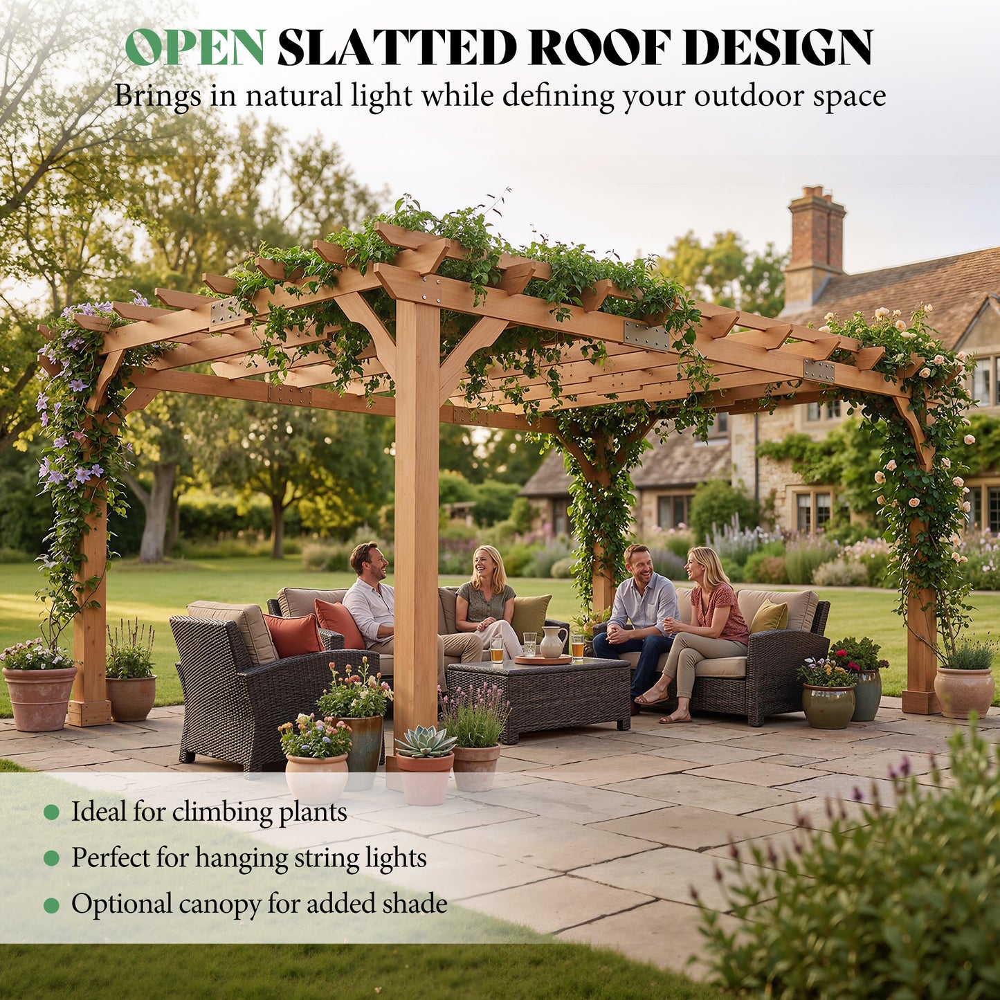 Cedrix Solid Cedar Wood Pergola-12X16