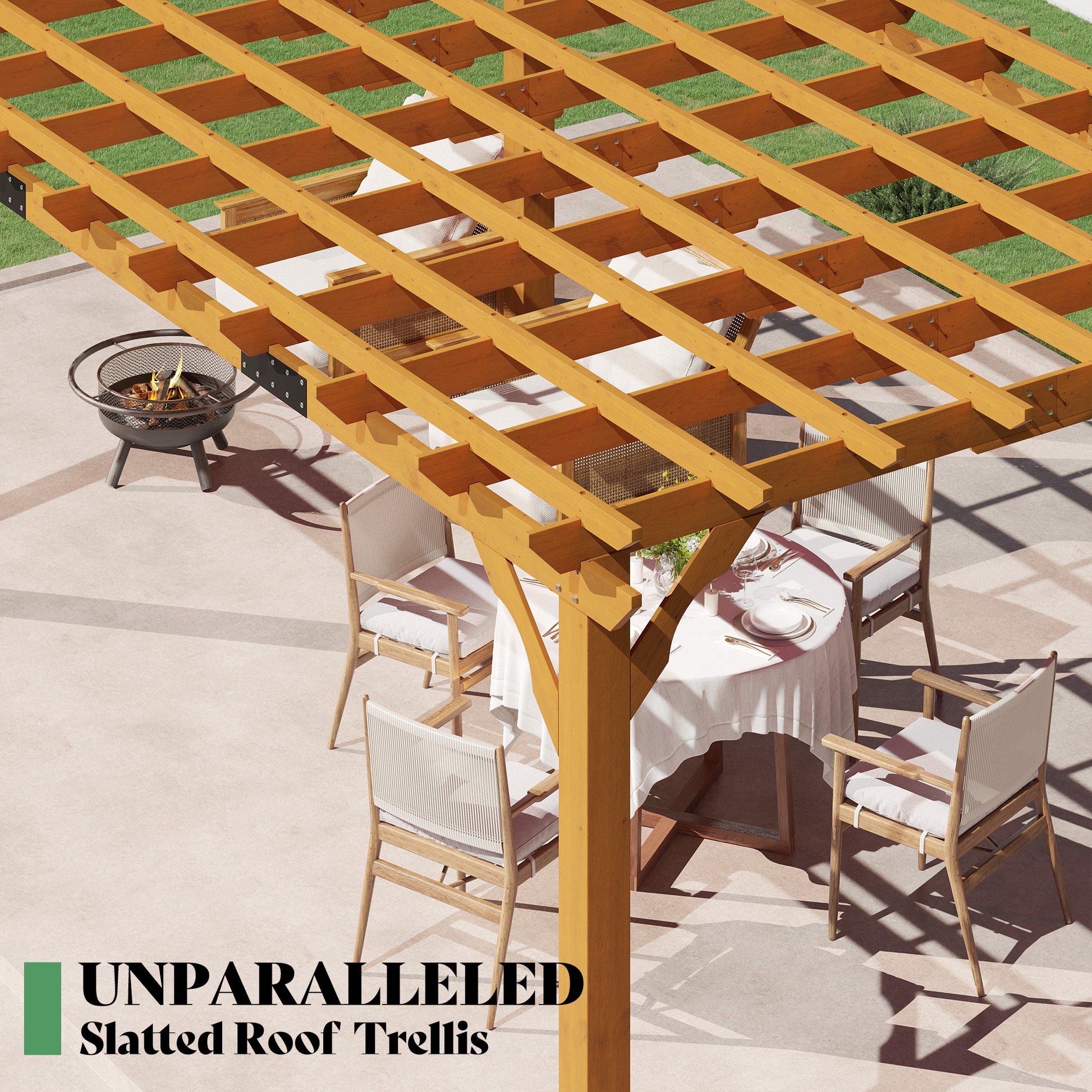 Cedrix Solid Cedar Wood Pergola-12X16
