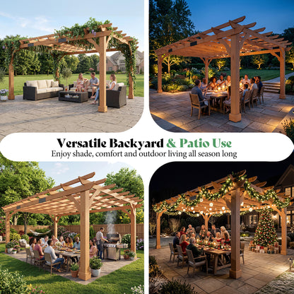 Cedrix Solid Cedar Wood Pergola-12X16