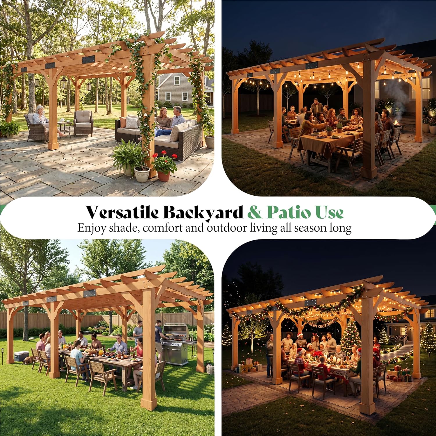 Cedrix Solid Cedar Wood Pergola-12X20
