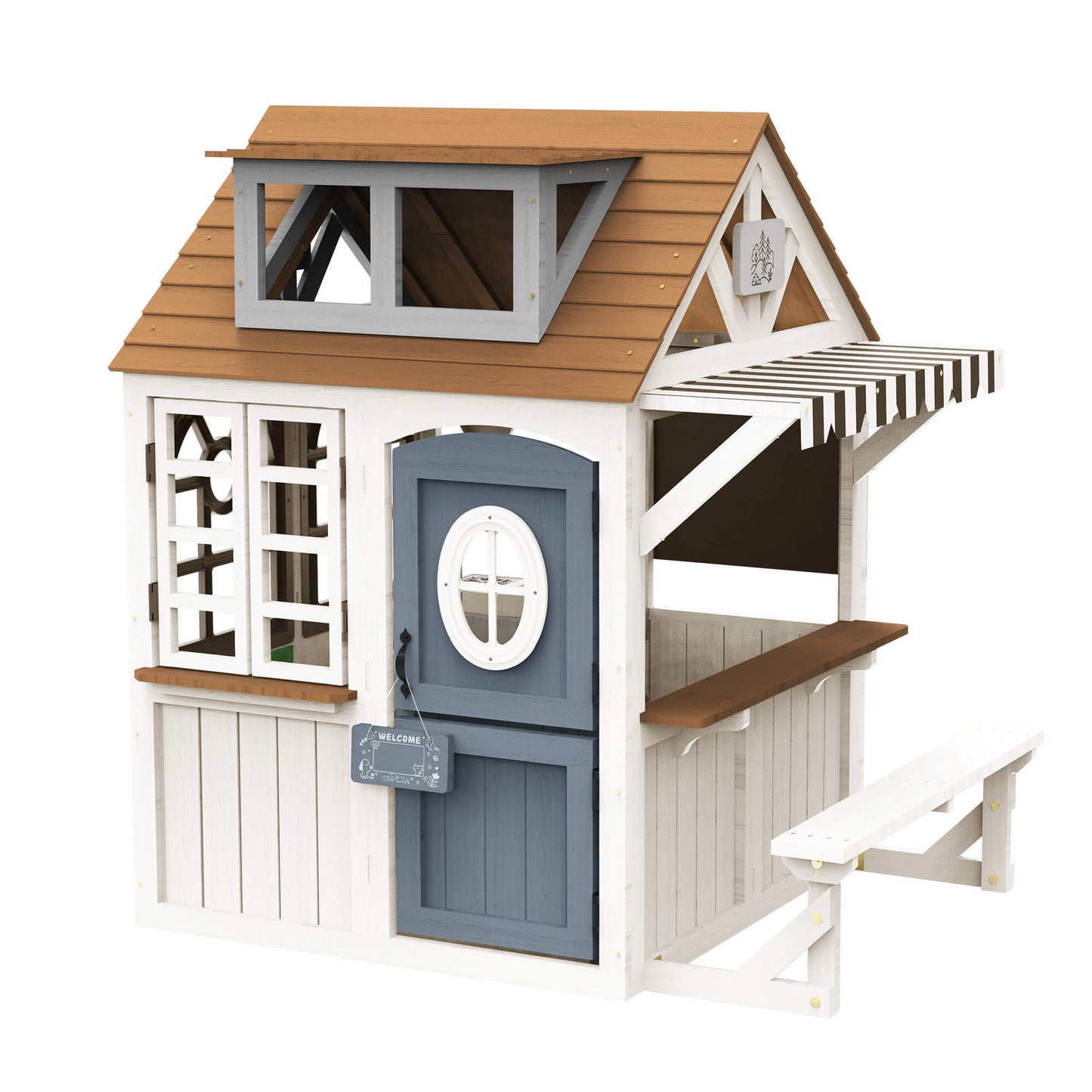 Albott Kids Outdoor Wooden Playhouse - White