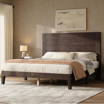 Fremont Wood Platform Bed Full size Dark Walnut