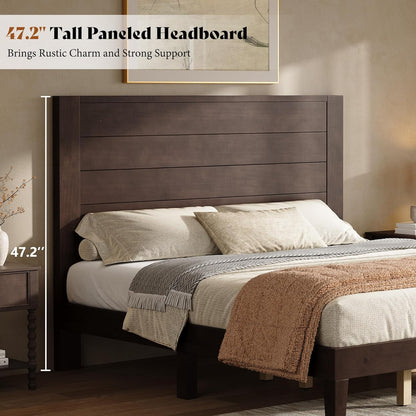 Fremont Wood Platform Bed Queen size Dark Walnut