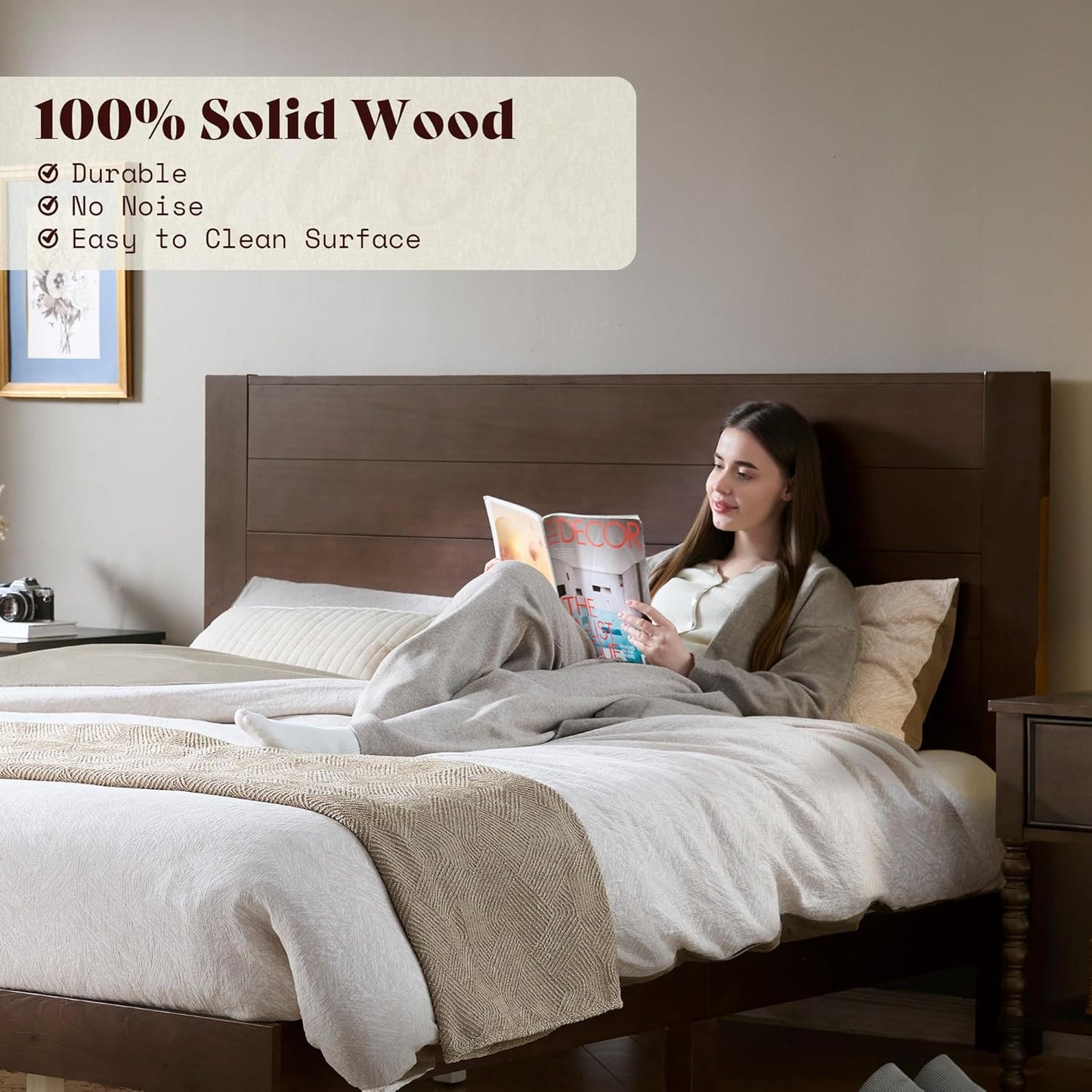 Fremont Wood Platform Bed King size Dark Walnut