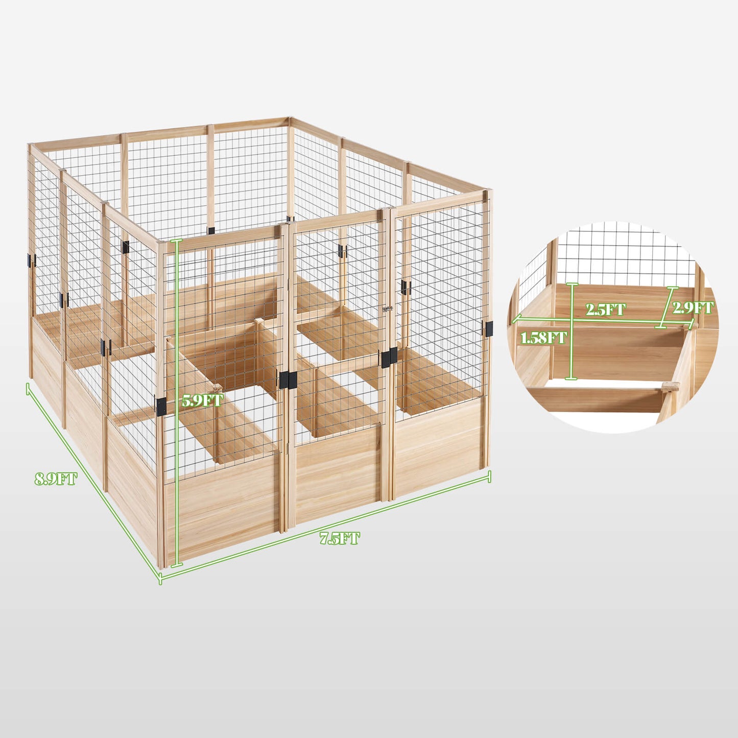 Poppy U-Shaped Fence Raised Bed - 7Grids