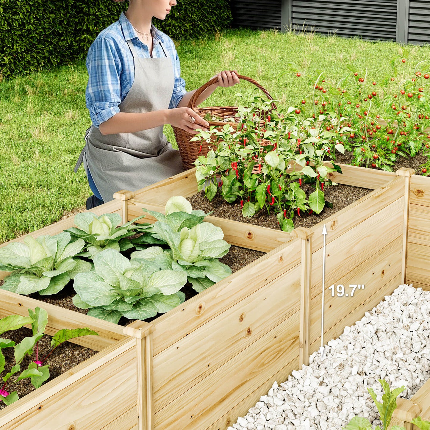 Daisy U-Shaped Raised Bed -7.5x6x1.6FT (5Grids)