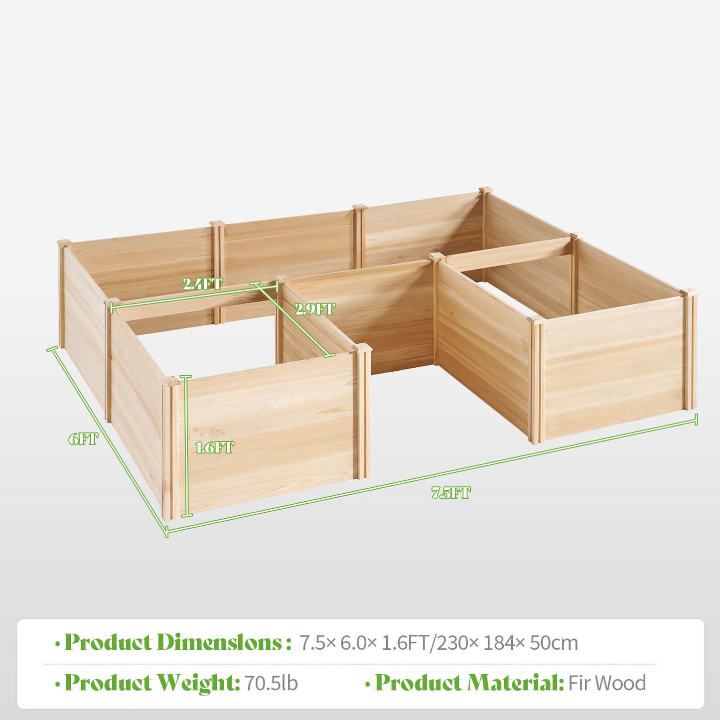 Daisy U-Shaped Raised Bed -7.5x6x1.6FT (5Grids)