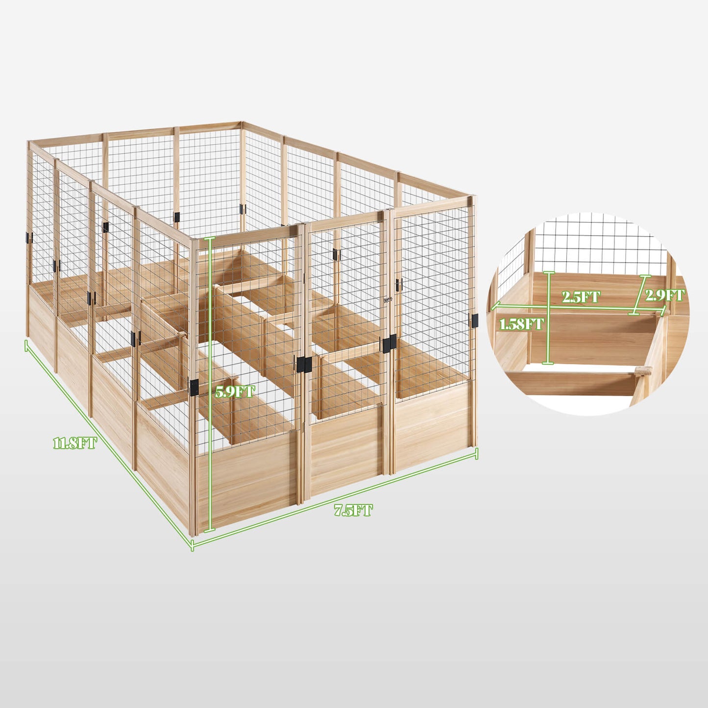 Poppy U-Shaped Fence Raised Bed - 9Grids