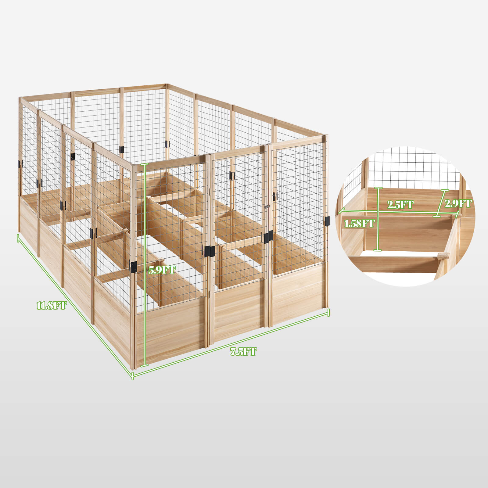 Poppy U-Shaped Fence Raised Bed - 9Grids