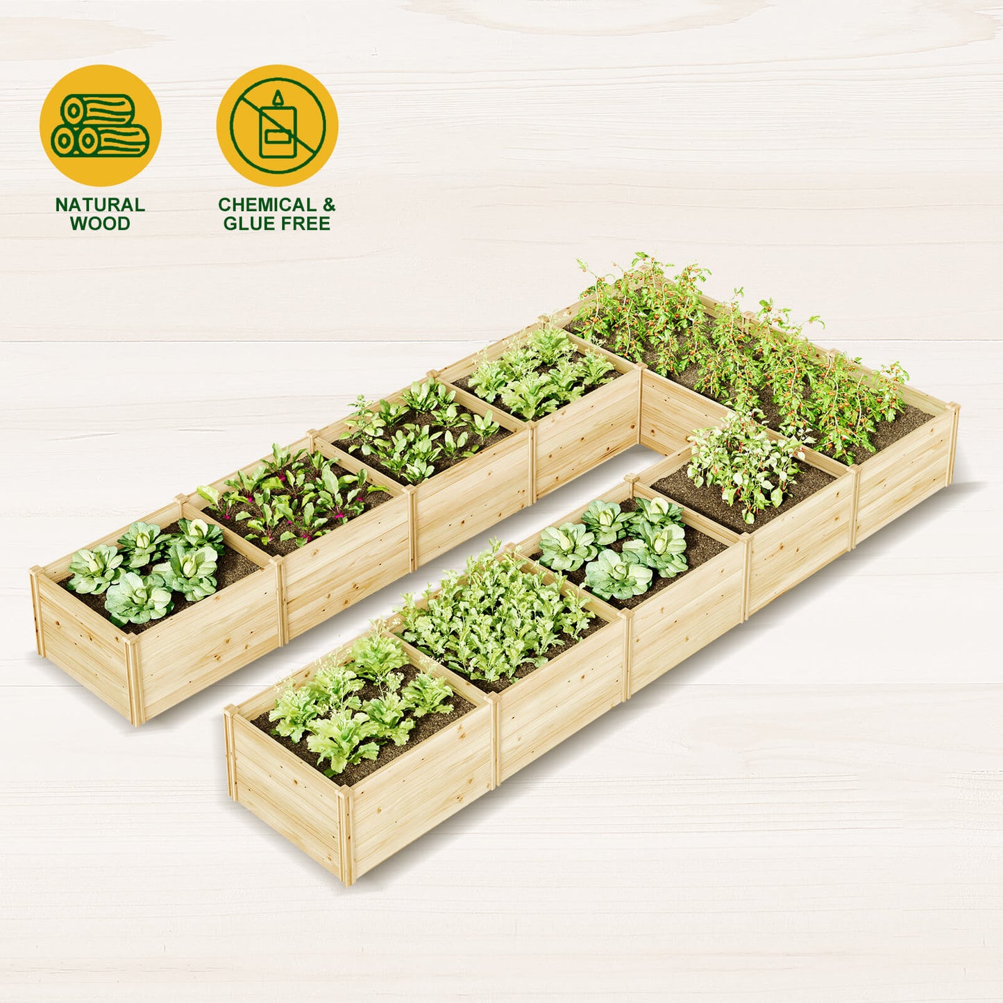 Daisy U-Shaped Raised Bed -7.5x15x1.6FT (11Grids)