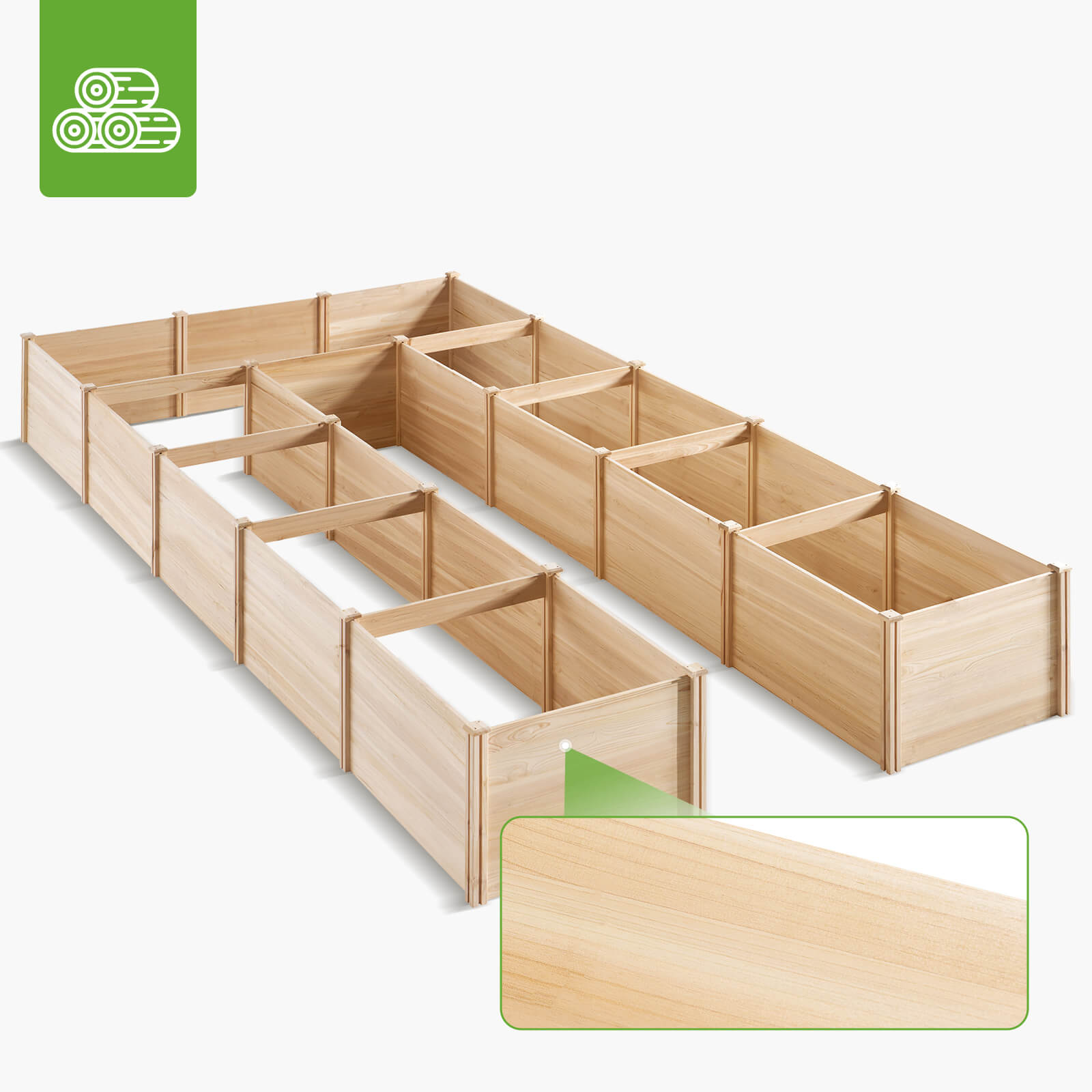 Daisy U-Shaped Raised Bed -7.5x15x1.6FT (11Grids)