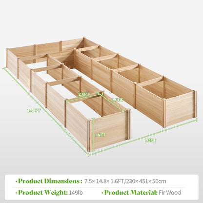 Daisy U-Shaped Raised Bed -7.5x15x1.6FT (11Grids)