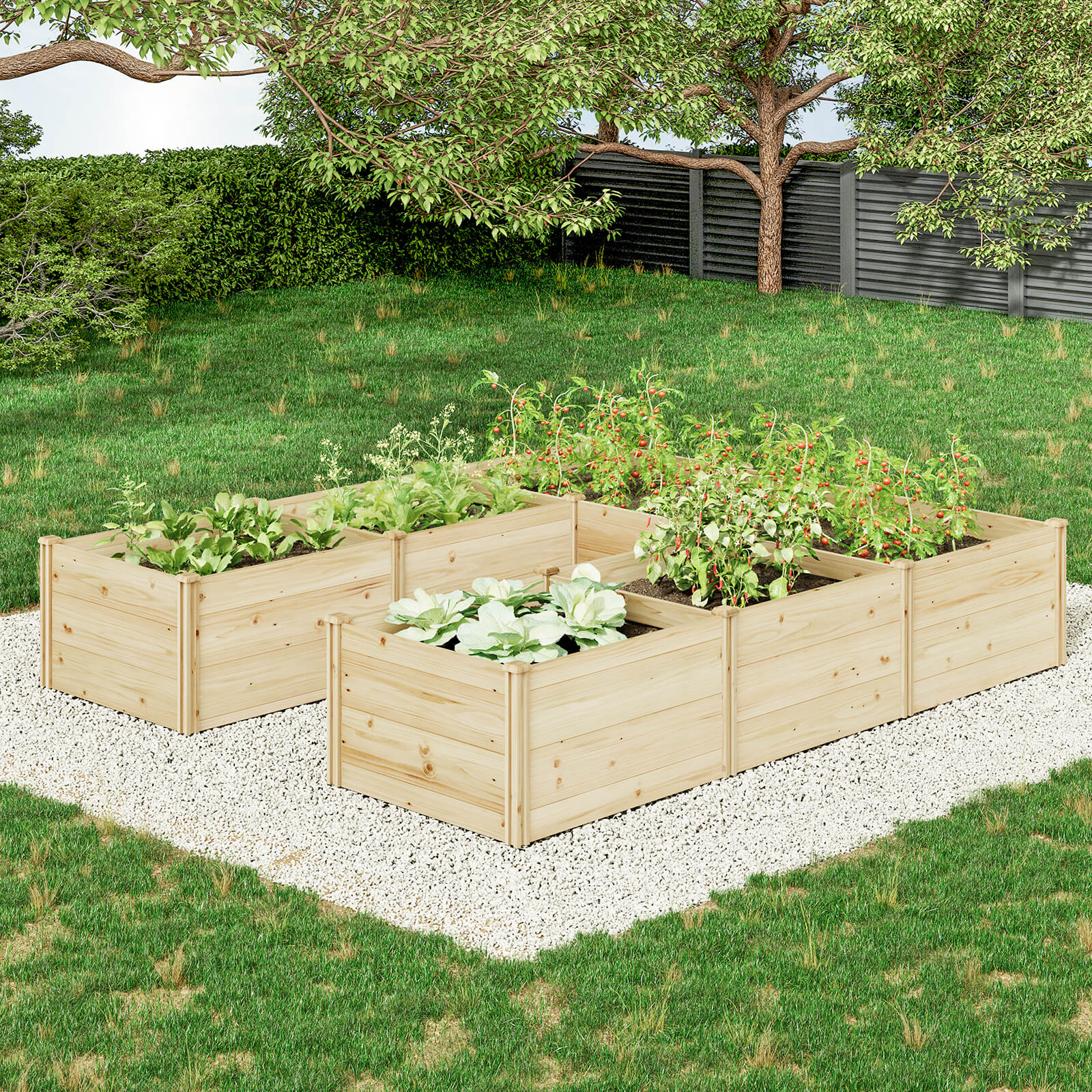 Daisy U-Shaped Raised Bed -7.5x9x1.6FT (7Grids)