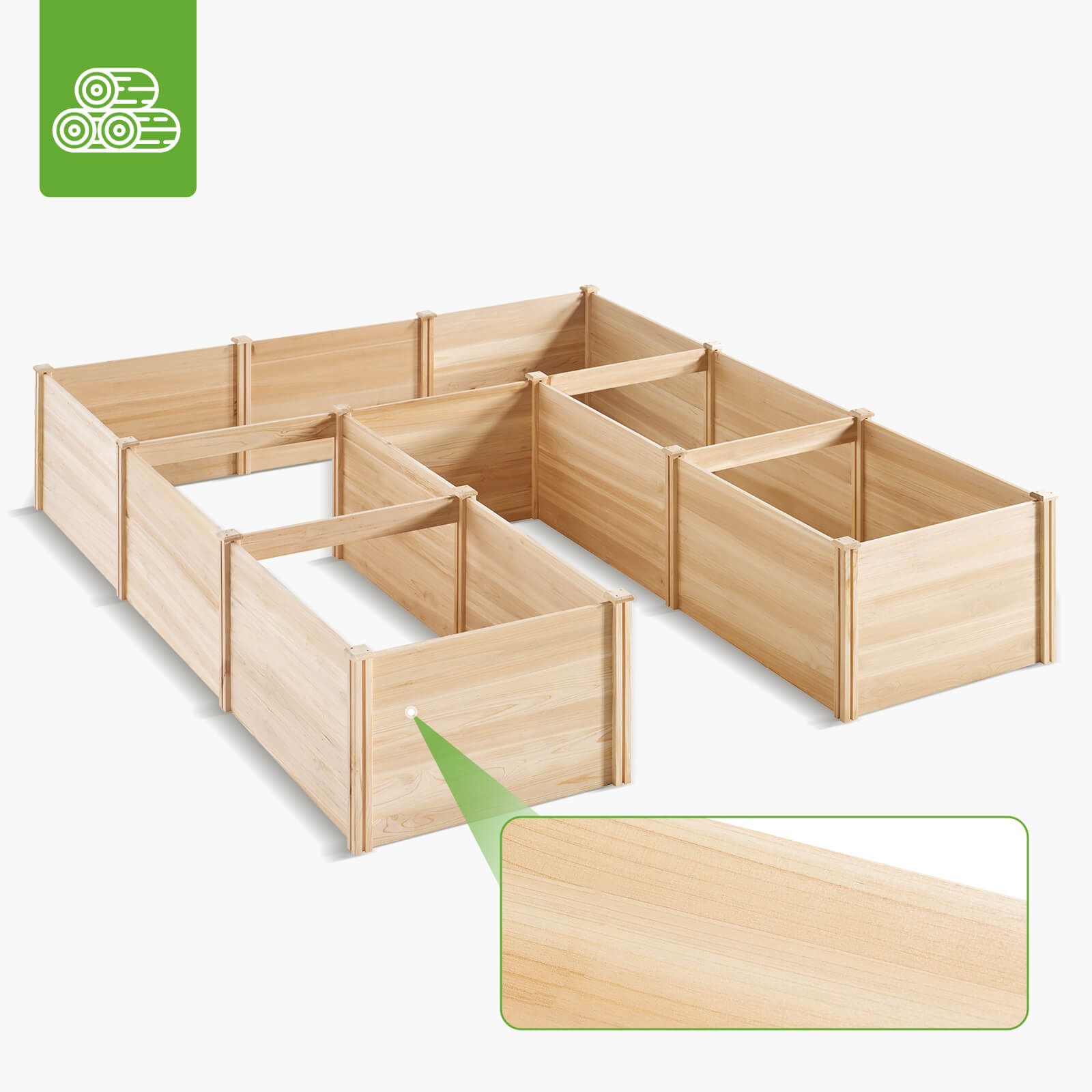 Daisy U-Shaped Raised Bed -7.5x9x1.6FT (7Grids)