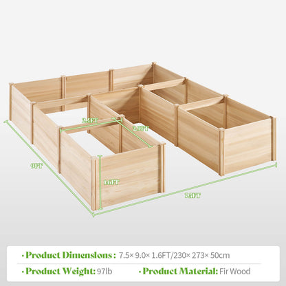 Daisy U-Shaped Raised Bed -7.5x9x1.6FT (7Grids)