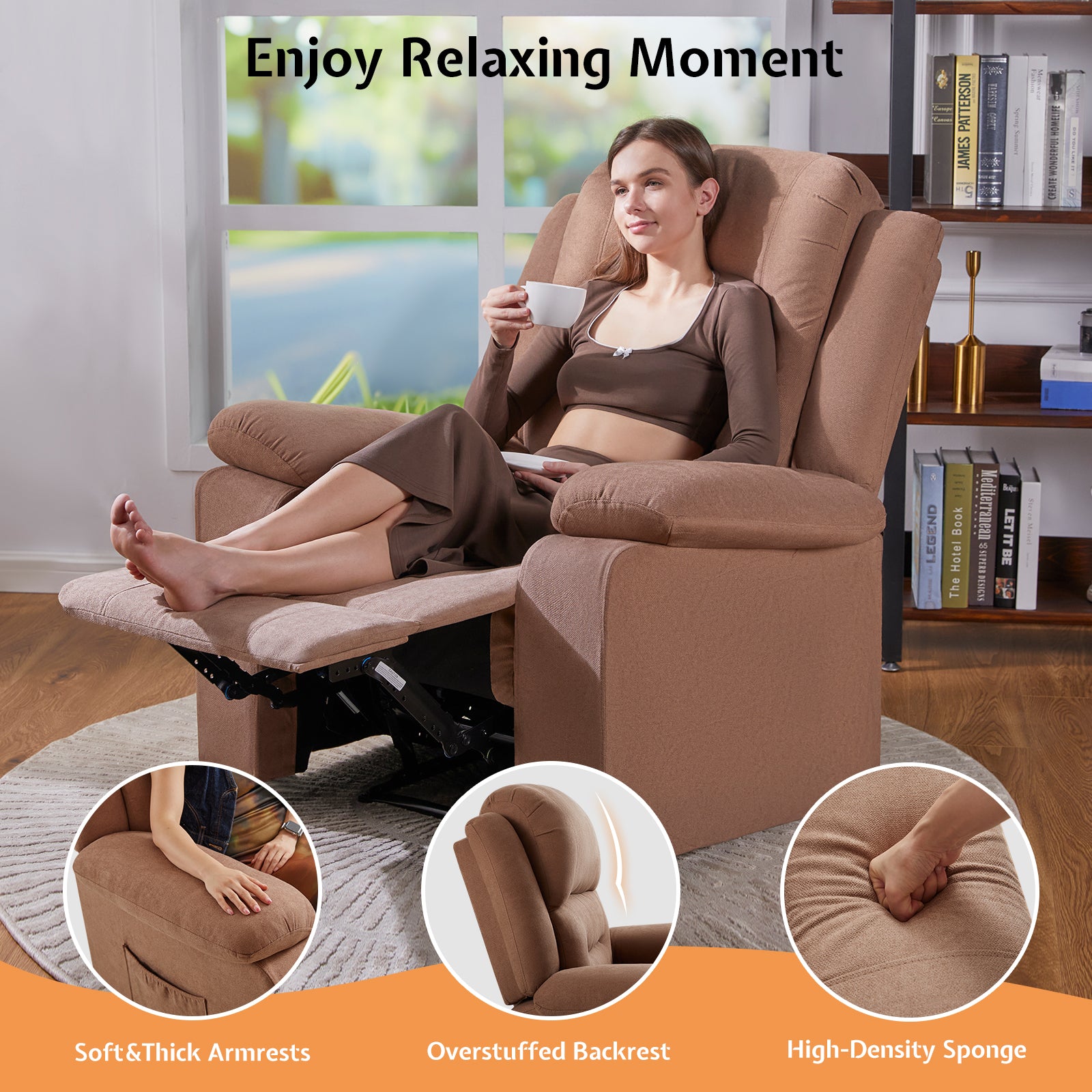 Reed Manual Recliner Chairs - Brown