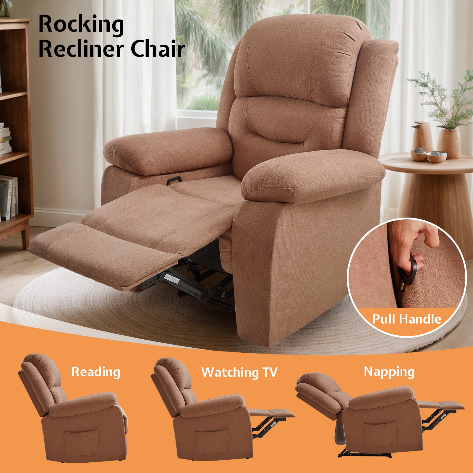 Reed Manual Recliner Chairs - Brown