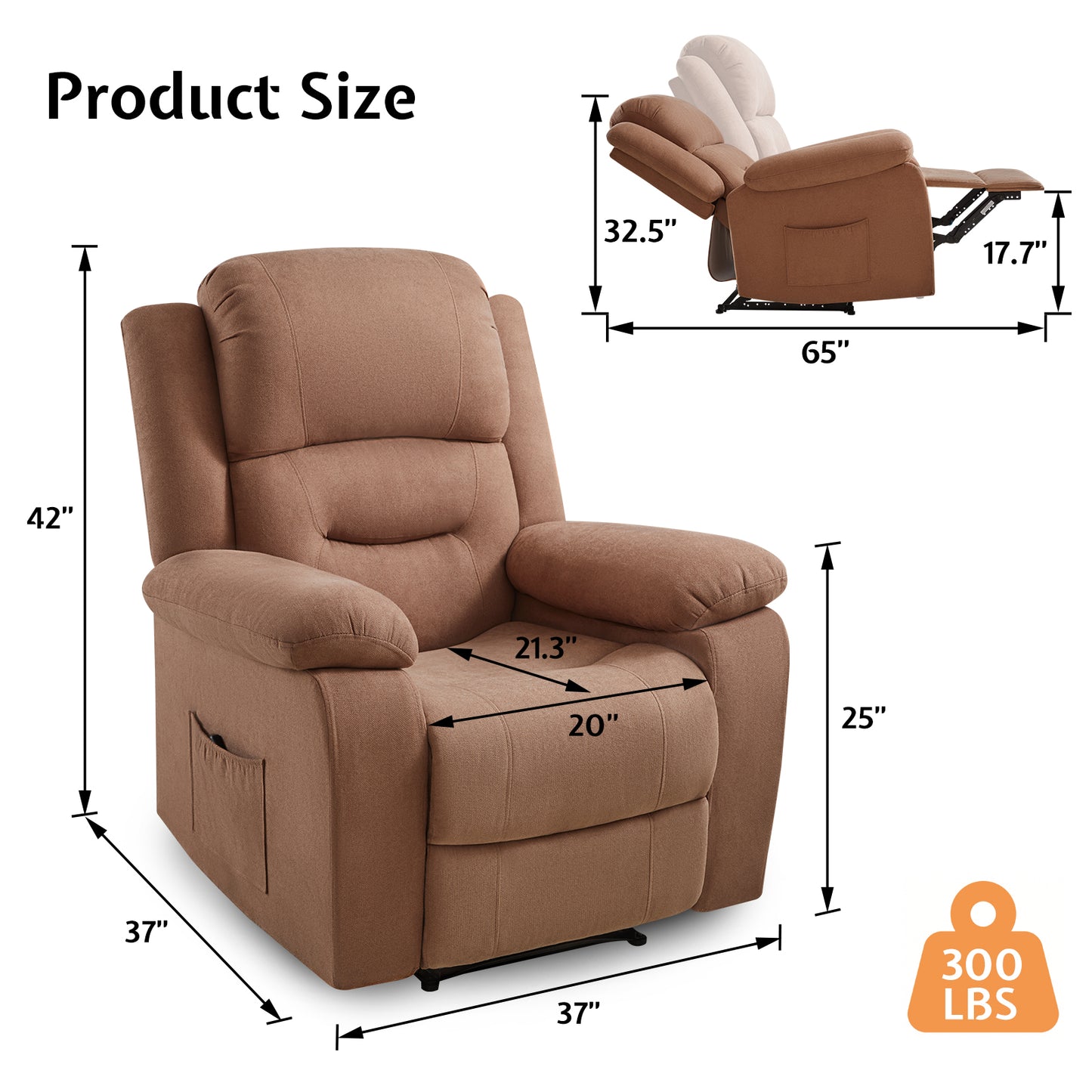 Reed Manual Recliner Chairs - Brown