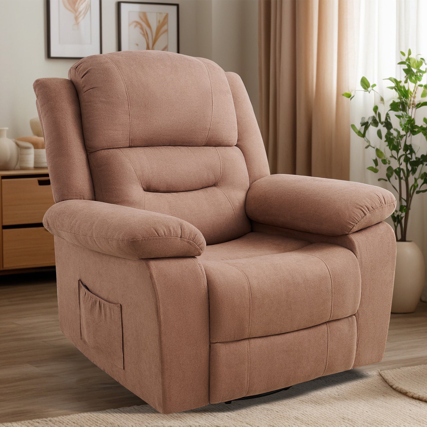 Reed Swivel-Rocker Recliner Chairs - Brown