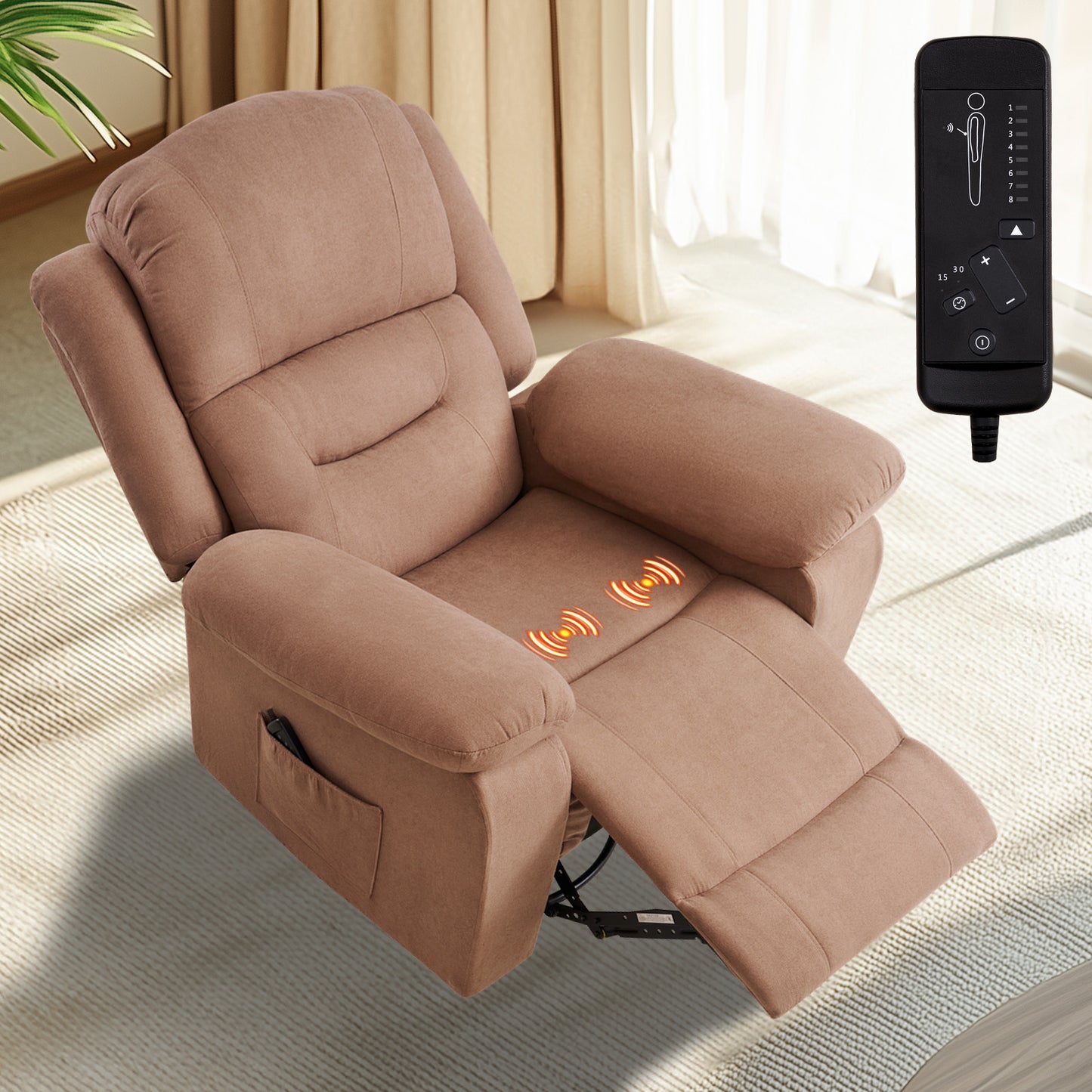 Reed Swivel-Rocker Recliner Chairs - Brown