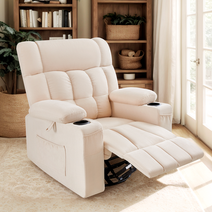 Elva Swivel Rocker Recliner Chairs - Beige