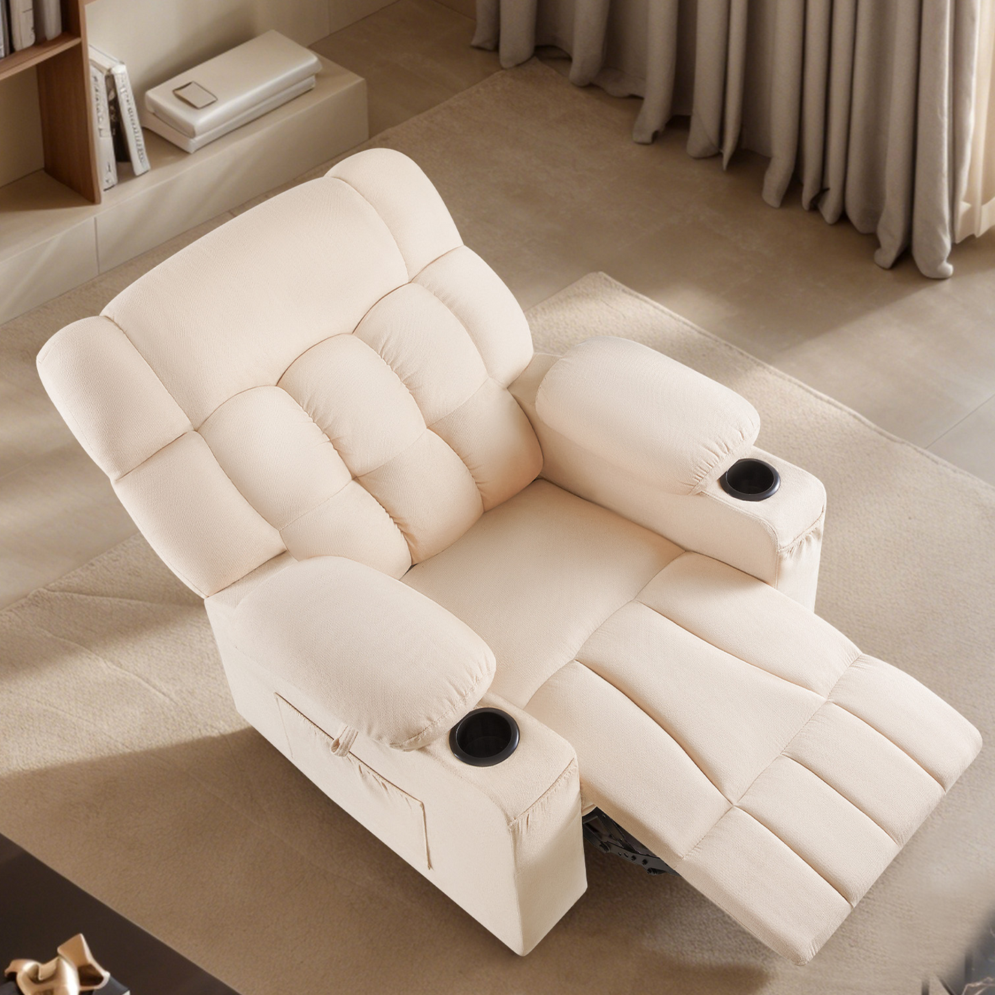 Elva Swivel Rocker Recliner Chairs - Beige