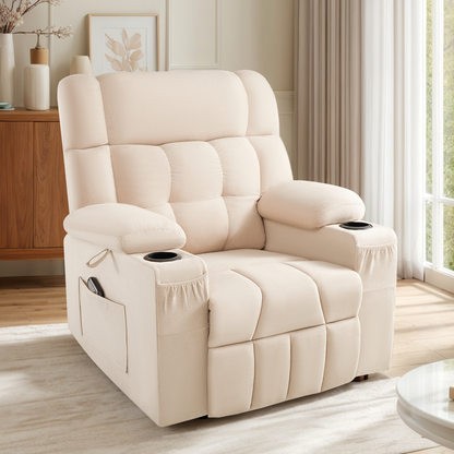 Elva Swivel Rocker Recliner Chairs - Beige