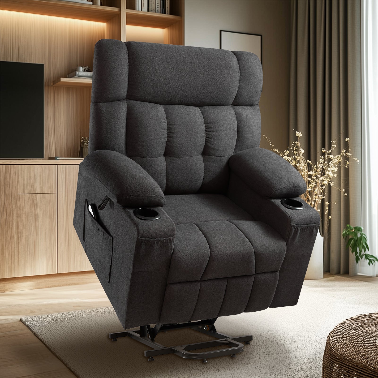 Elva Power Lift Recliner Chairs - Dark Grey