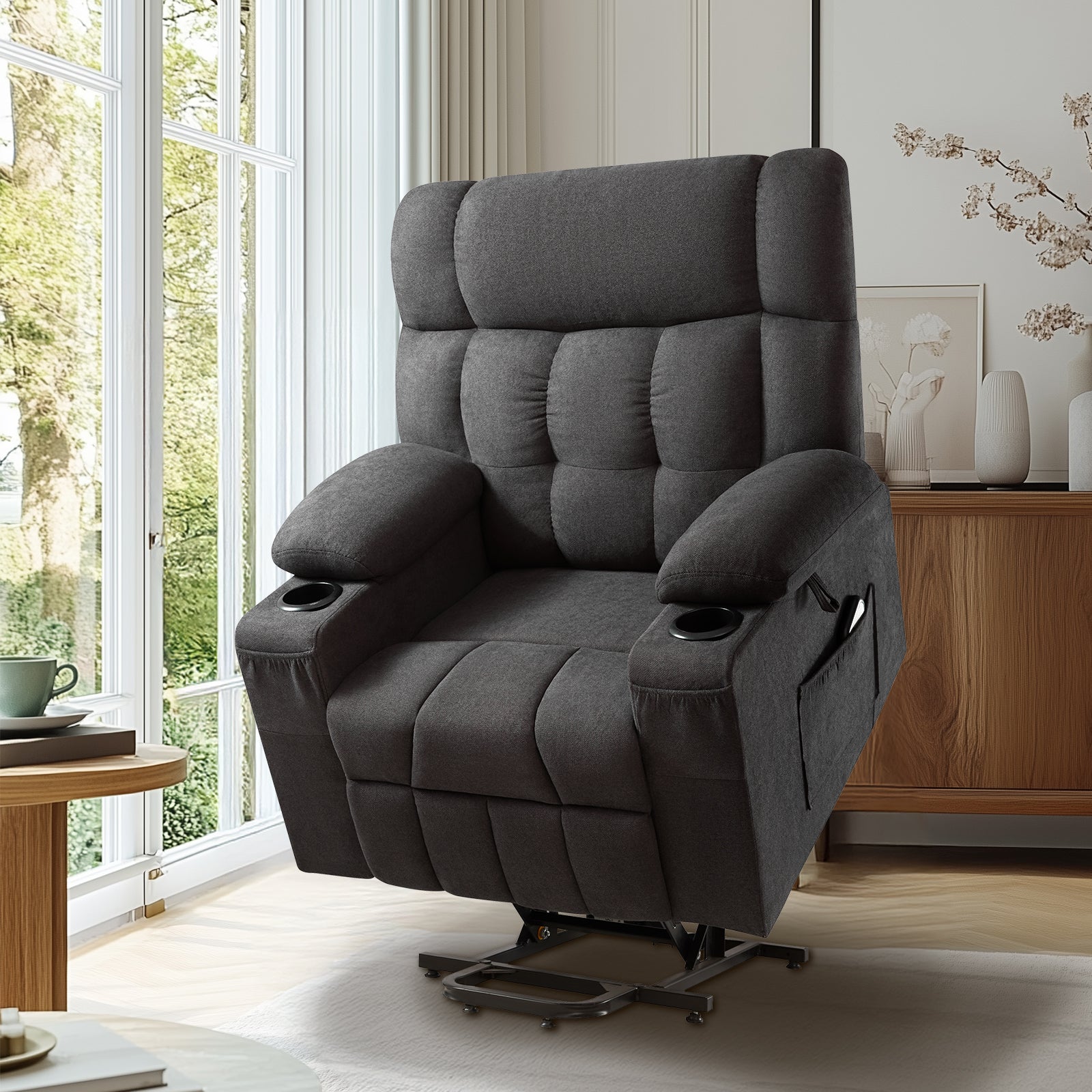 Elva Power Lift Recliner Chairs - Dark Grey