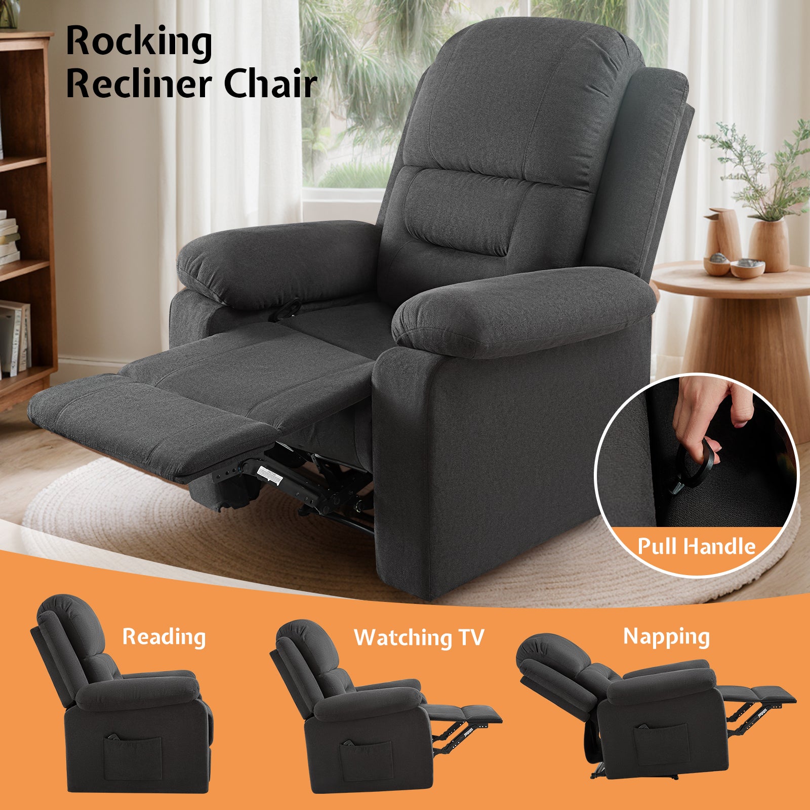 Reed Manual Recliner Chairs - Black