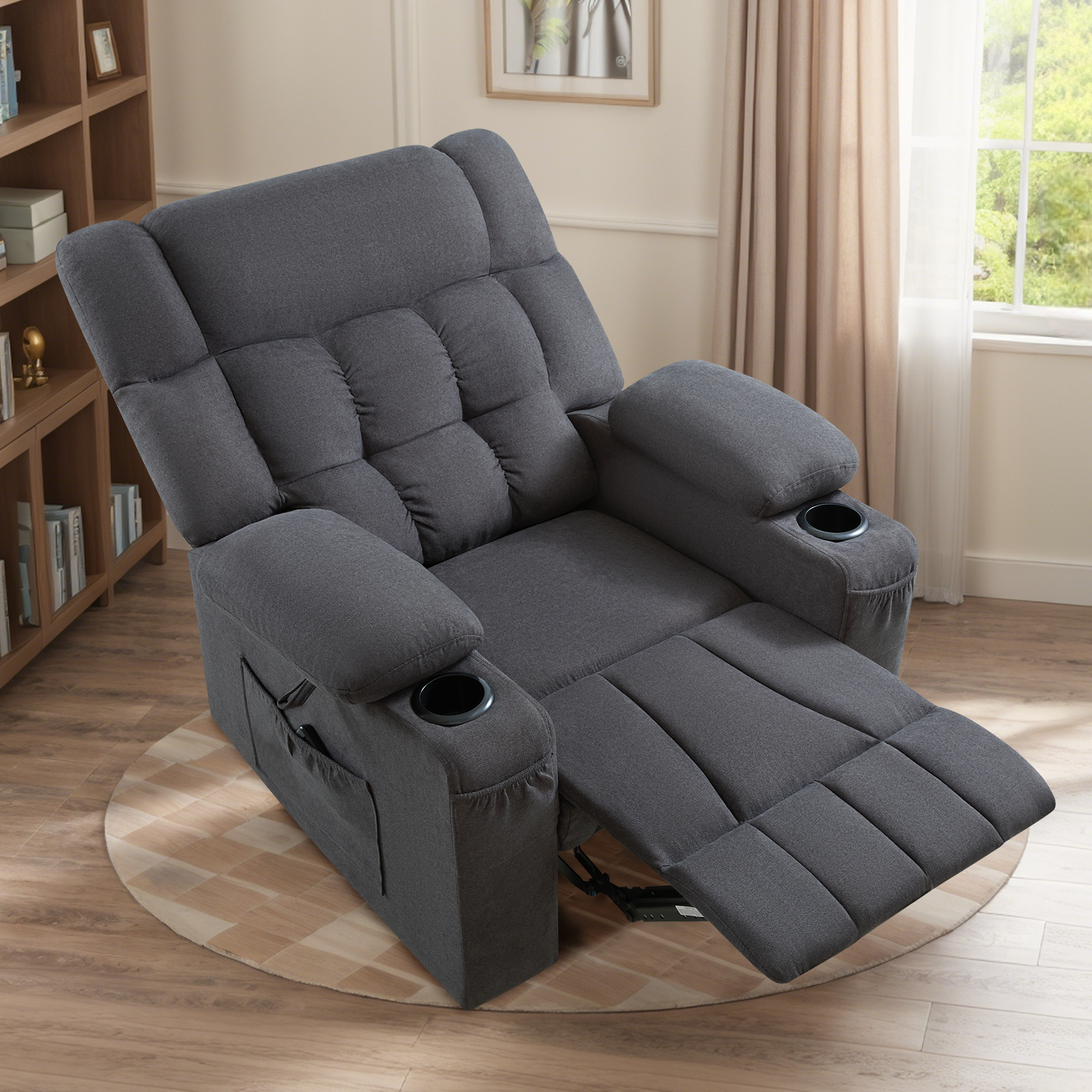 Elva Manual Recliner Chairs - Dark Grey