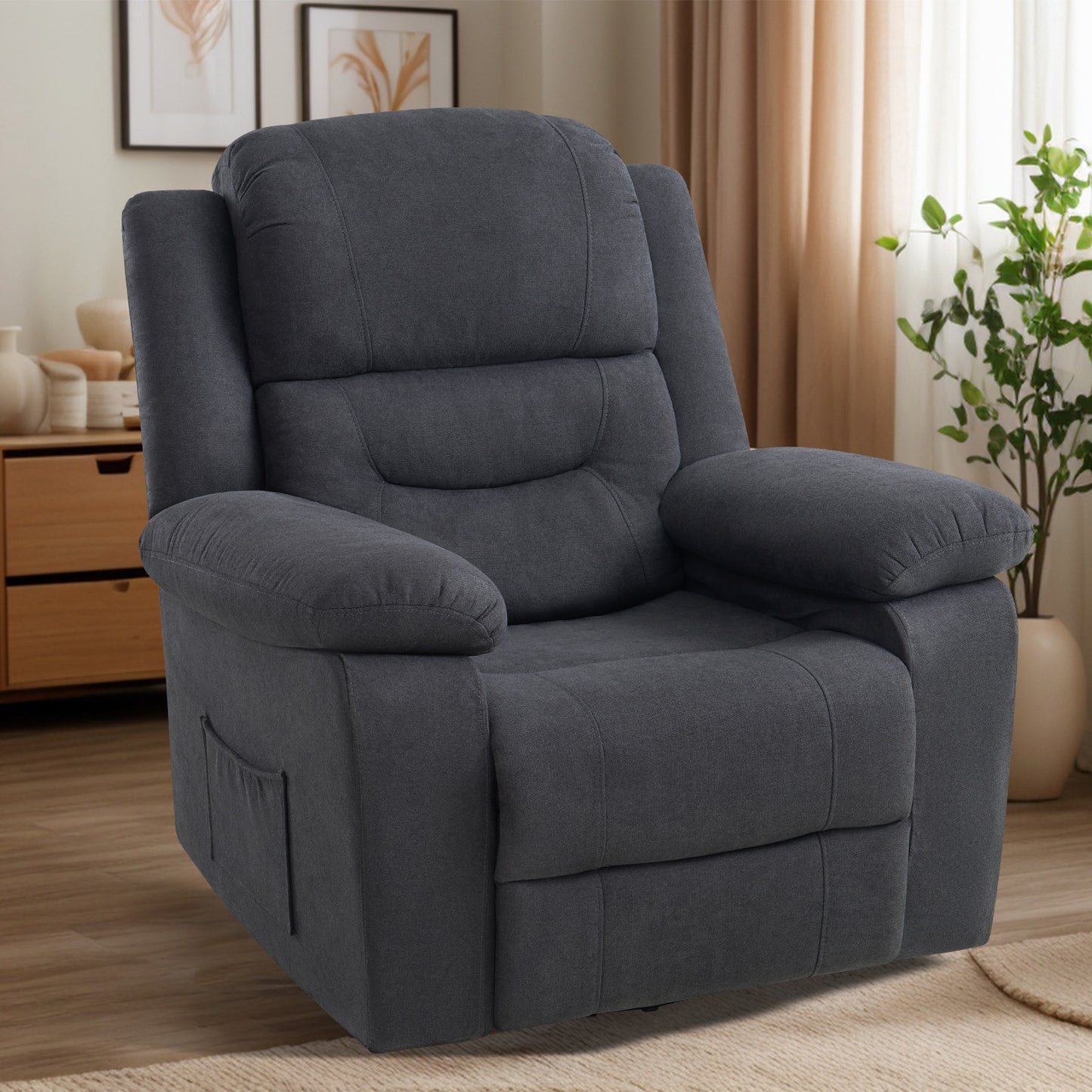 Reed Swivel-Rocker Recliner Chairs - Black