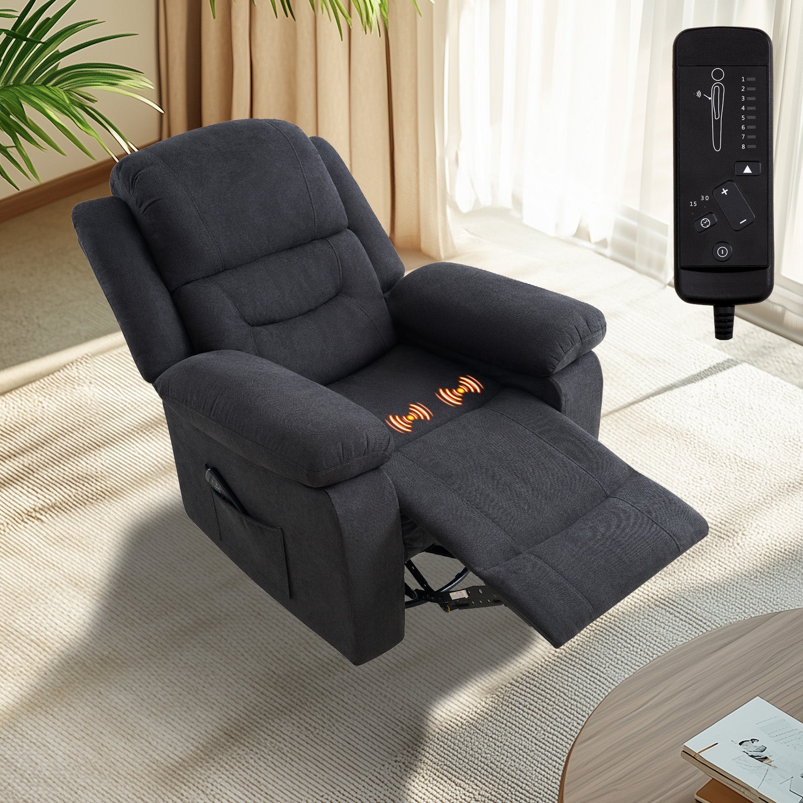 Reed Swivel-Rocker Recliner Chairs - Black