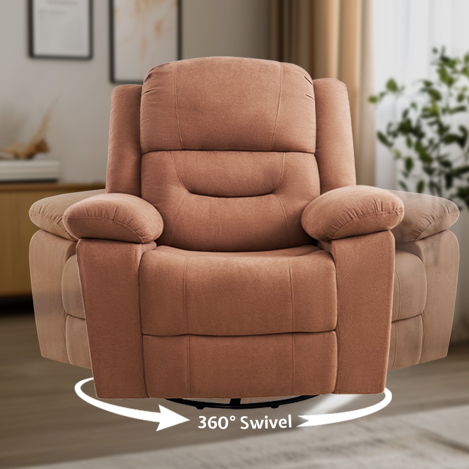 Reed Swivel-Rocker Recliner Chairs - Brown