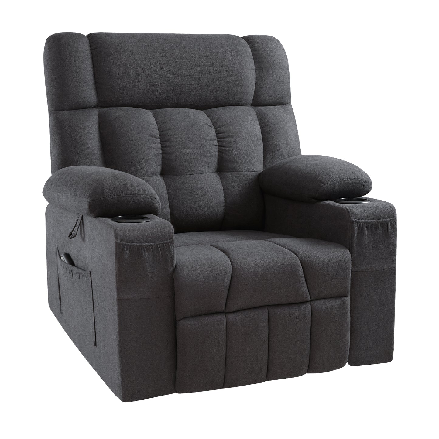 Elva Swivel Rocker Recliner Chairs - Dark Grey