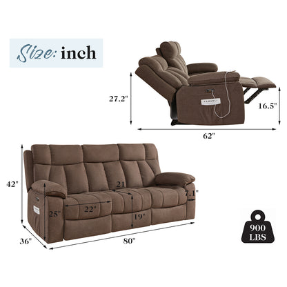 Mirage 80" Power Reclining Sofa - Brown