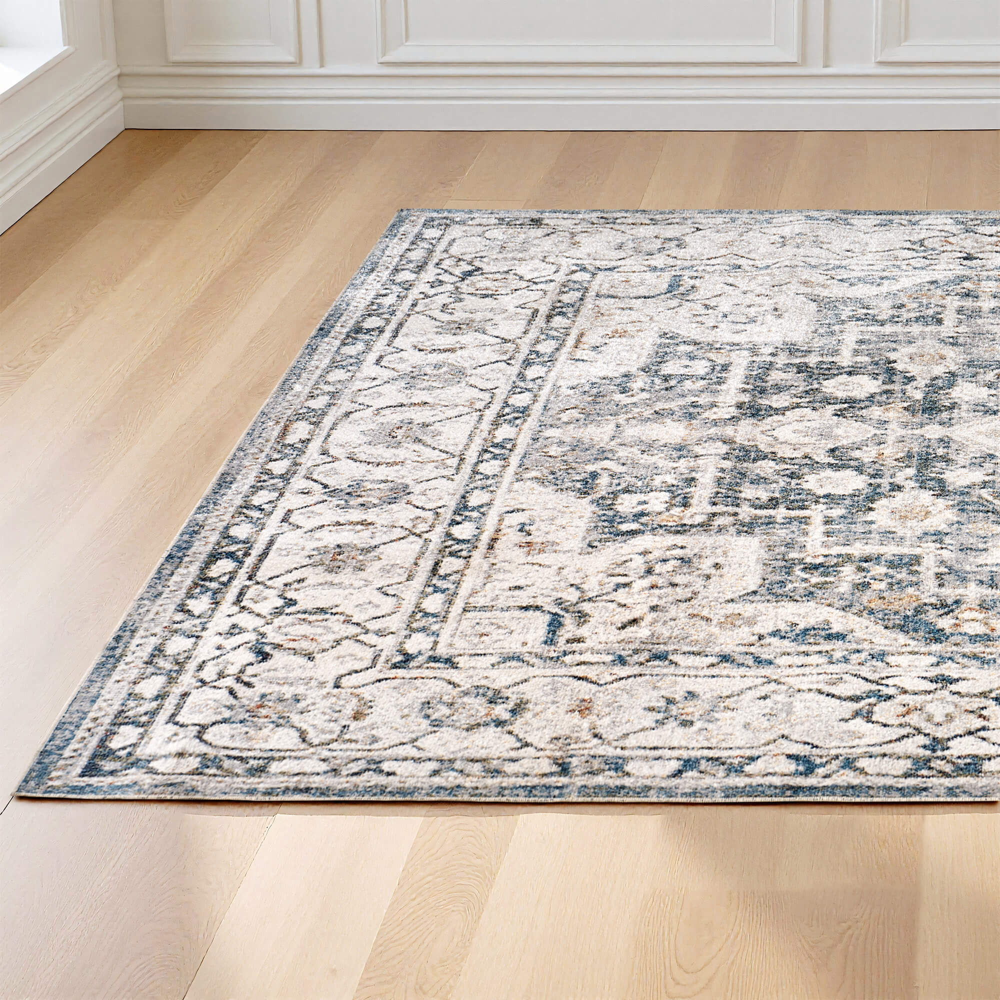 Amerlife Vintage Distressed Floral Area Rug for Living Room