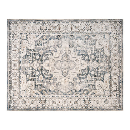 Vintage Distressed Floral Area Rug - LightBlue