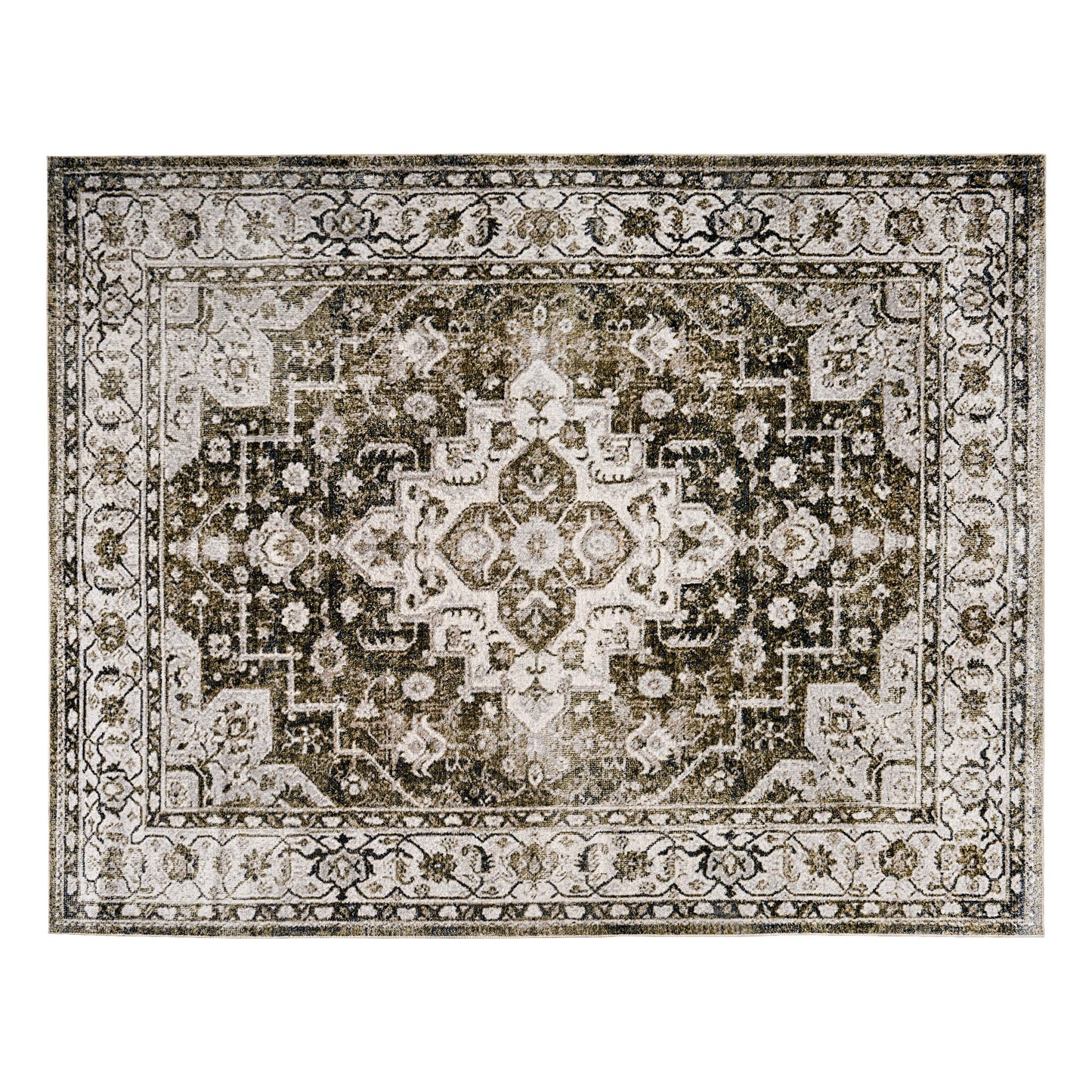 Vintage Distressed Floral Area Rug - LightGreen