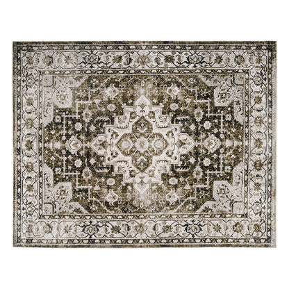Vintage Distressed Floral Area Rug - LightGreen