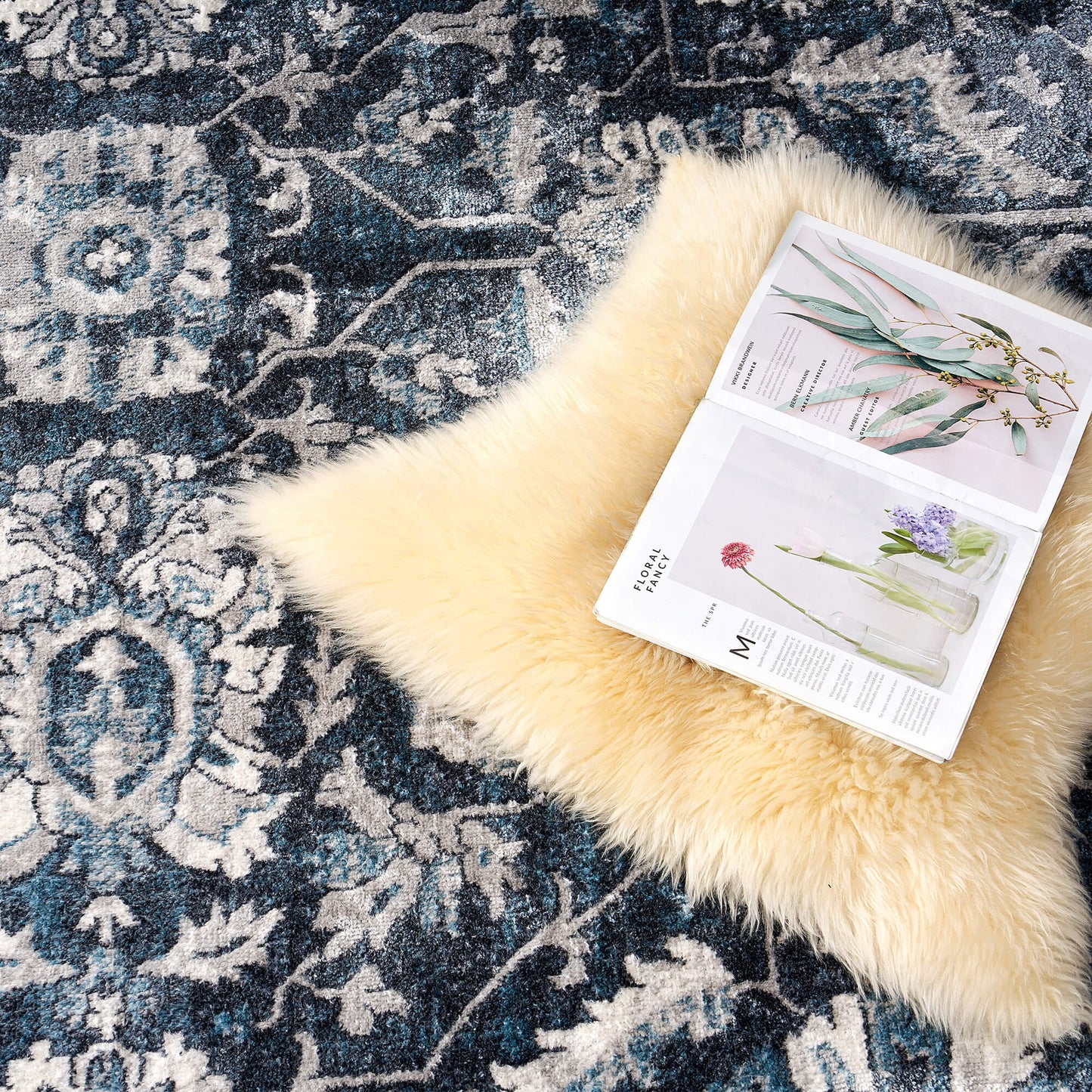 Vintage Distressed Low Pile Rug 