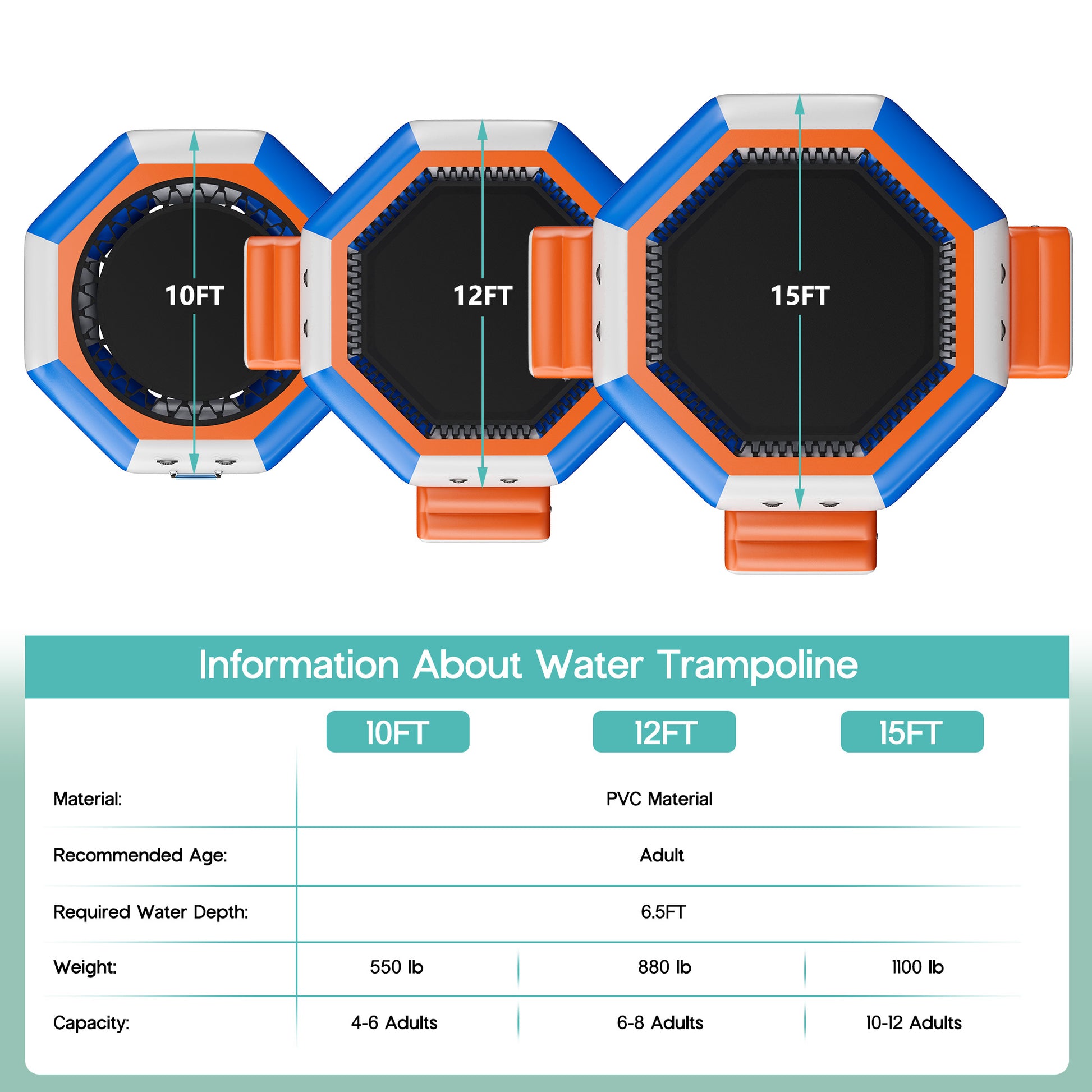 Inflatable Water Trampoline 15FT