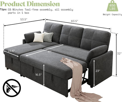 AMEILIFE Convertible Sofa Bed -Gray
