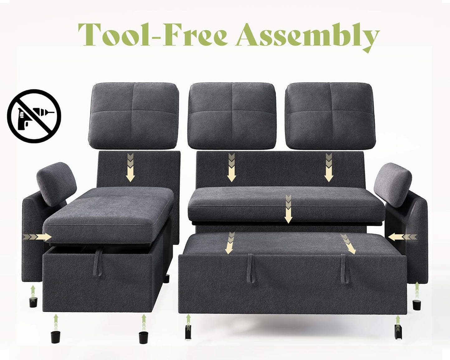 AMEILIFE Convertible Sofa Bed -Gray