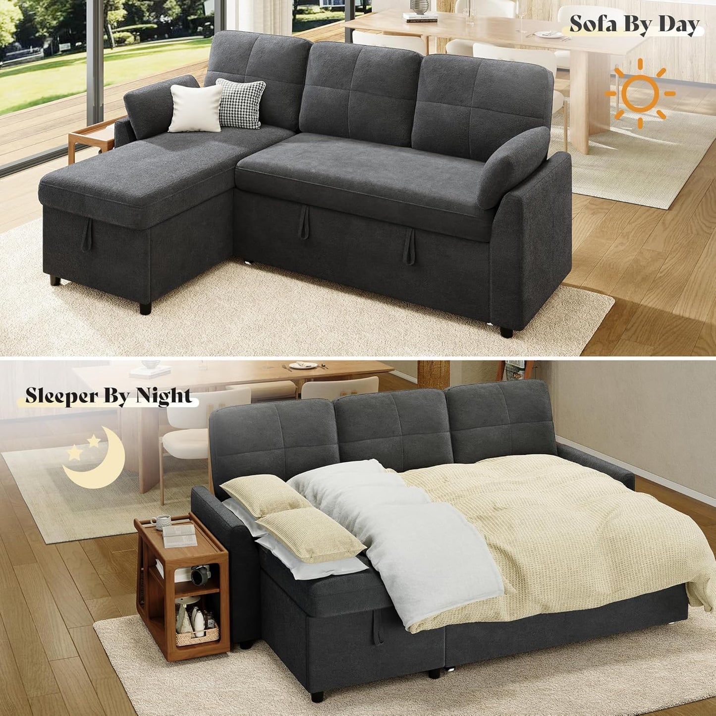 AMEILIFE Convertible Sofa Bed -Gray